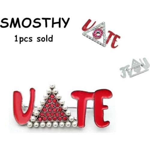 New Rectangle Love DST Crest Enamel Crystal Brooch Red Fraternity Women Metal Lapel Pin Jewelry Gift 1pcs,OGB012