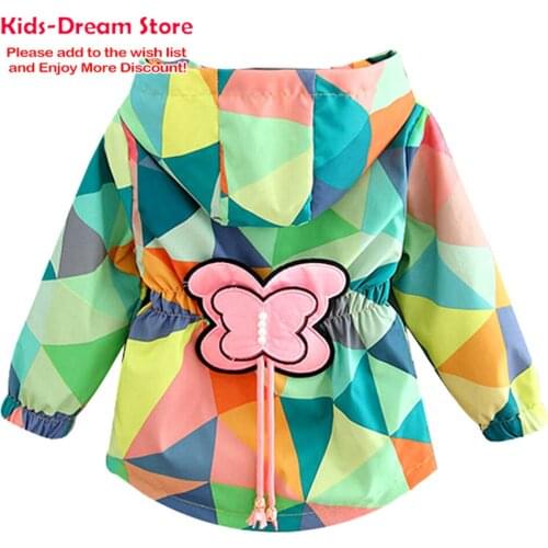 New Spring Autumn Childrens Fashion Thin Flower Hooded Jacket Girls Outing Coat Jacket Children Zipper Cardigan Jacket 1-6Years