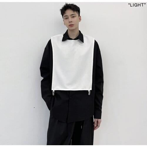 Spring and Autumn New Simple Vest Fake Two-piece Stacked Shirt Mens Contrasting Color Vest Shirt Long Sleeve Top