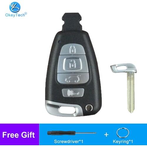 OkeyTech 4 Button Replacement Remote Control Smart Car Key Shell Cover Case Fob For Hyundai Veracruz Ix55 2007-2013 Insert Blade
