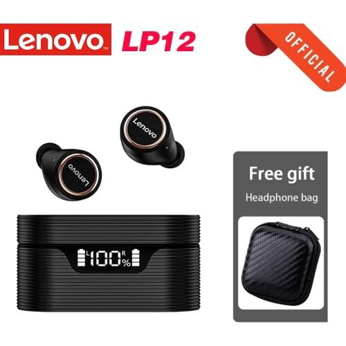 Original Lenovo LP12 TWS Wireless Headphone Bluetooth 5.0 Earphones HiFi Stereo Sound Headset IPX5 Waterproof Earbuds with Mic