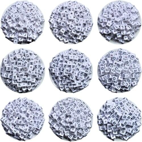 Different Alphabet White 50PC Size Of 10x10mm Beads Acrylic Letters Children Education Montessori DIY Plastic Beads Intelligence