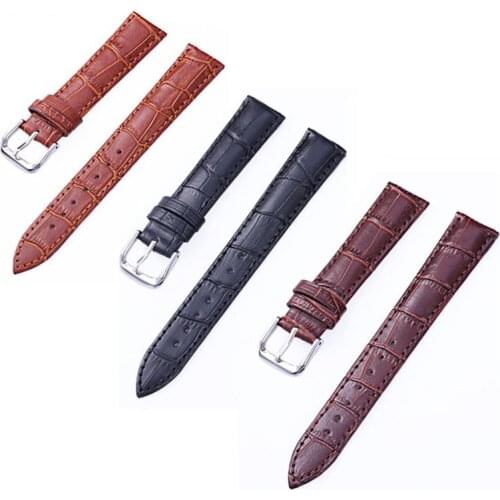 Men Women Crocodile Genuine Leather Watch Strap 12 14 16 18 19 20 21 22 24mm Replacement Leather Watch Band with Spring Pins