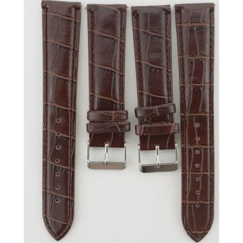 Low Price Watch Band Leather 20mm Men Women Brown Waterproof Watch Strap Steel Buckle Black Leather Watchband