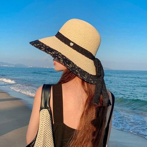 Summer Girl Hat High Quality Womens Sunshade Wide Brims Hat Outdoor Summer Sunscreen Beach Straw Sun Hat For Dropshipping