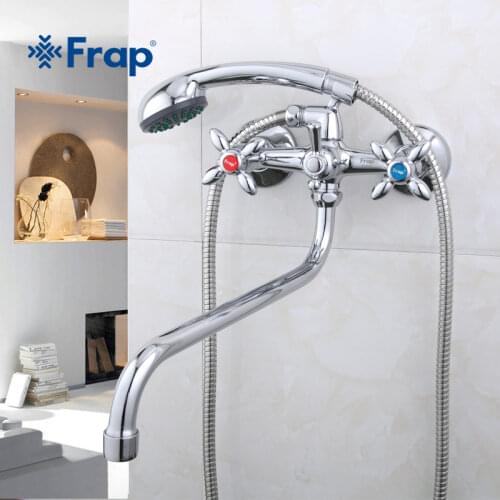 Frap Classic Shower Bath Faucet Long Nose Bathtub Mixer Hot and Cold Water Dual Handle Dual Control F2208 F2209D F2220 F2227D
