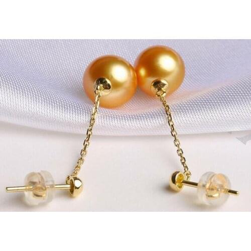 Gorgeous 10-11mm south sea round gold pearl earring 18k