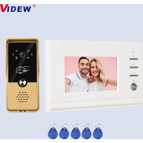 VIDEW Wired Video Doorbell Intercom System RFID Unlock Camera Doorbell with 4.3 Inch Monitor Night Vision Door Entry for Villa