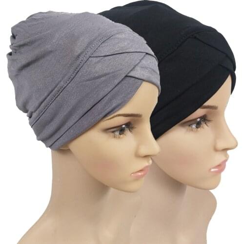 Full Cover Inner Hijab Caps Muslim Turban Cap For Women Islamic Underscarf Bonnet Solid Cotton Neck Head Under Scarf Hat