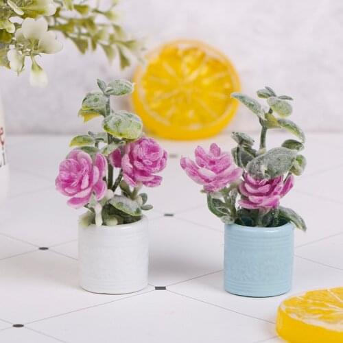 1:12 Dollhouse Miniature Green Plant In Pot Home Decor Simulation Potted Plants Doll House Furniture Home Decor