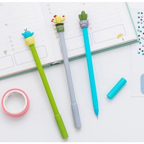 1 Pieces Korean Stationery Cute Cactus Pen Advertising Gel Pen School Fashion Office Kawaii Supply