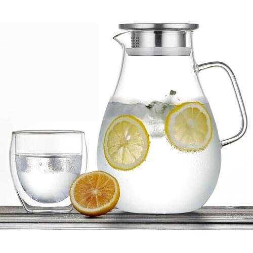 2500ML High Capacity Borosilicate Glass Infuser Teapot Heat-resisting Tea Pot With Stainless Steel Bamboo Lid Cold Water Kettle