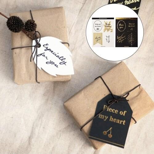 4Pcs Handmade Diy Hang Tag With Bronzing Printed For Cake Packing/Party Decorative/Festival/Box/Garment Clothes Card Accessories