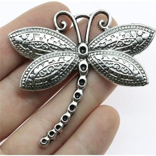4pcs Charms Dragonfly 60x58mm Antique Pendant Fit Vintage Tibetan Silver Color DIY Handmade Jewelry