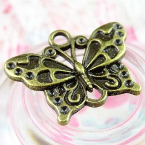 50pcs 25*19.4MM Antique Bronze Butterfly Charm Pendant for Diy Necklace Jewelry Making Handmade Craft