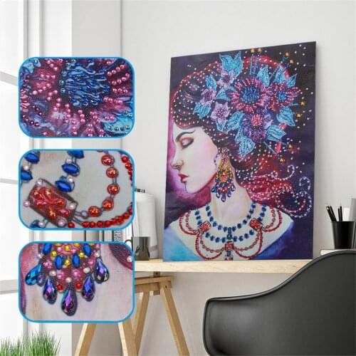 5D Women Diamond Painting Special Shaped DIY Partial Drilled Flower Picture Diamond Embroidery Home Decor Handmade Art Crafts