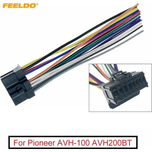 FEELDO 1PC Car ISO 16Pin Harness Radio Wire Adapter for Pioneer AVH-100 AVH200BT CD Radop Wiring Connector Power Cable