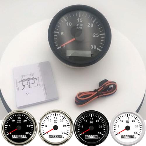 85mm 0-3000 RPM White Electrical Marine boat Tachometer Gauge For Diesel Motor Engine tacometro rpm meter with LCD Hourmeter
