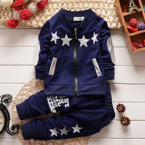 BibiCola Spring Autumn New Letter Stars Printing Boys Clothes Sets Children Outfits Kids boys fashion Cotton Suits Boy Clothing