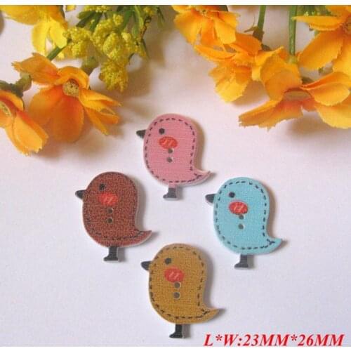 NEW 50pcs 26x23mm 2 Holes Mixed Lovely Bird Pattern Wooden buttons For craft Scrapbooking Crafts botones decorativos Supplies