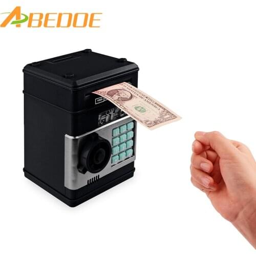 ABEDOE Money Box Electronic Piggy Bank ATM Password Cash Coins Saving Box ATM Bank Safe Box Automatic Deposit Banknote Gift
