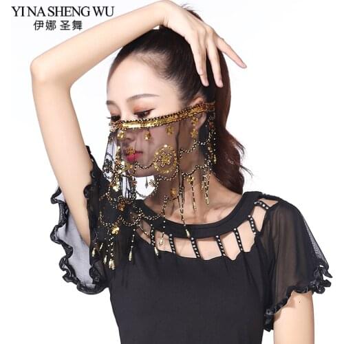 2018 New Women Indian Belly Dance Veil 1Pc Tribal Belly Dance Sequins Veils belly Dance Accessories Veil 7 Colors Available