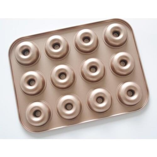 Food Grade 12 Cavity Non-Stick Carbon Steel Donut Cake Mold Pan