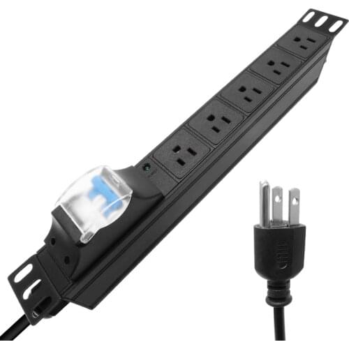 Network Cabinet Rack Power Strip 13A 3500W 5 US Socket +16A Circuit Breaker 2Meters Extension Cord PDU Power Distribution Unit