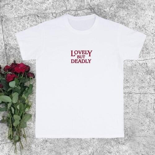 Skuggnas Lovely But Deadly T-shirt Aesthetic Clothing Grunge Shirt Short Sleeve Fashion Women Tees Tumblr Casual Tops drop ship