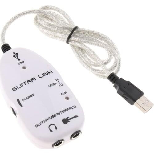 Guitar to USB Interface Link Audio Cable for PC Laptop Recording, White