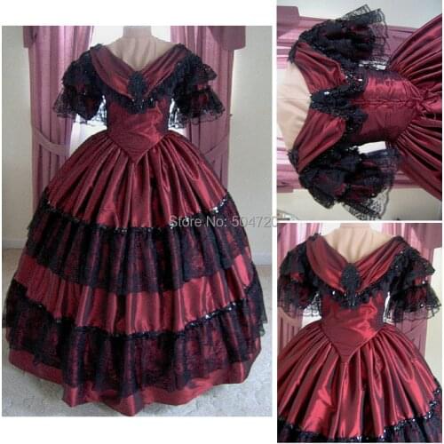 Historical!R-164 19 century Vintage costume 1860S Victorian Lolita/Civil War Southern Belle Ball Halloween dresses All size