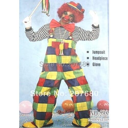 Cosplay adult party Clown costume including Tops + Pants + Tie