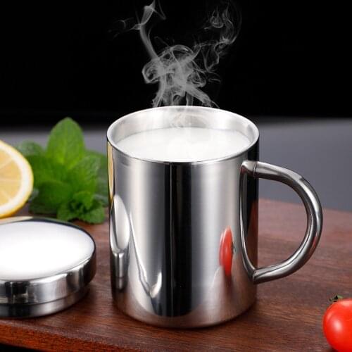 Double Wall Stainless Steel Coffee Mug With Lid Portable Cup Travel Tumbler Coffee Jug Milk Tea Cups Double Office Water Mugs