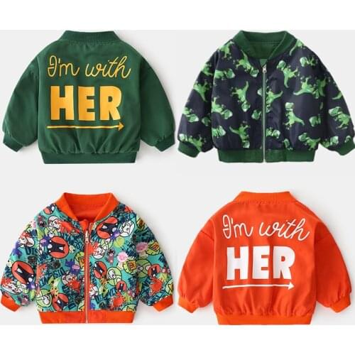 2021 Spring Autumn 2-11 12 Years Teenager Children Casual Long Sleeve V-Neck Zipper Two Side Outwear Coats Kids Baby Boy Jackets