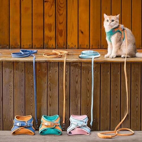 Fashion KENNEL Pet Harness + Leash Set Training Walking Leads for Small Cats Dogs Floral Print Harness Collar Adjust Leashes Set