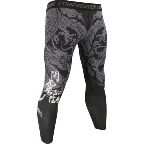 Men Black China Dragon Breathable Compression Fight MMA Boxing Shorts Tiger Muay Thai Kickboxing Pant Thai Training Clothing mma