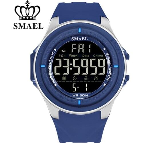 SMAEL Brand Men Sports Watches Digital LED Big Dial Chronograph Mens Fashion Casual Electronics Wristwatches Man Military Clock