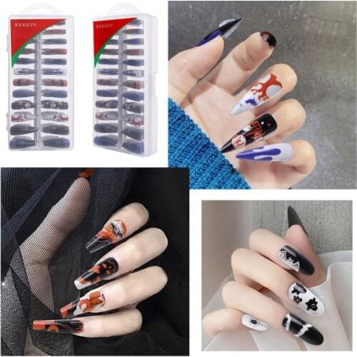 Fake Nails Wear Manicure Sheet Nail Patch Christmas Halloween Nail Art Piece Finished Nail Piece Removable Nail Sticker 240Pcs