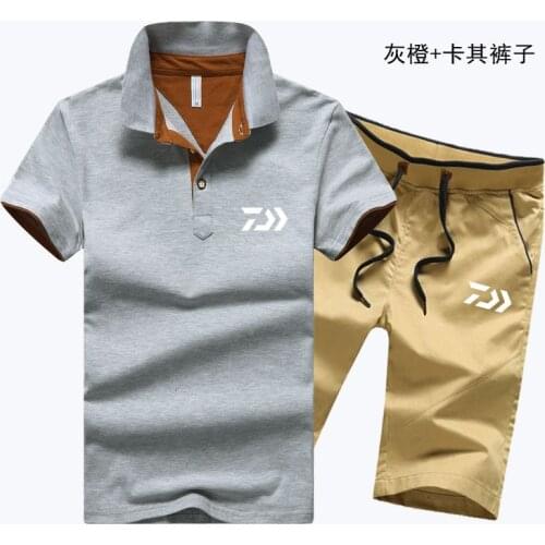 New Spring Summer Men Sportswear 2 Piece Set Outdoor DAIWA Fishing Clothing Set Quick Dry Sport Suit DAWA Fishing Shirts+Pants
