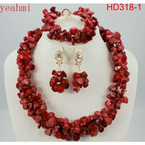 Superb Quality African Nigerian Wedding Beads Coral Jewelry Sets,African Beads Coral Necklace Bracelet Earrings Sets HD318-1