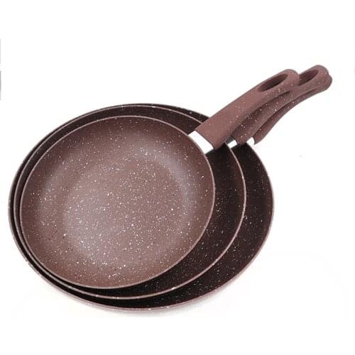 Master Star 2020 Non-Stick Fry Pan 20/24/28cm Set Brown Color Frying Pan Granite Coating Pan Beaf Skillet Gas Cooker Daily Use