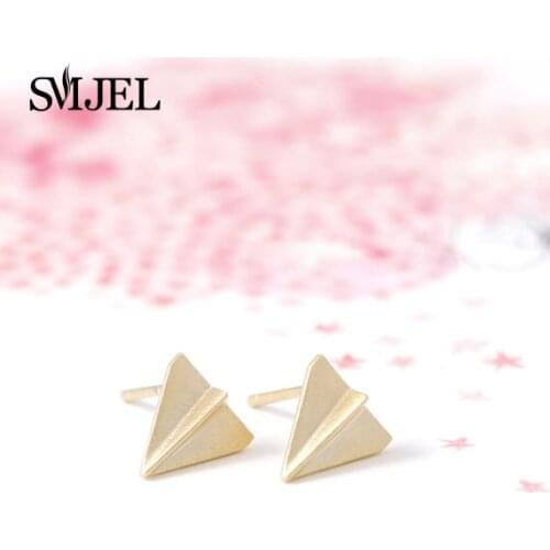 SMJEL New Punk Cute Plane Shape Earring Men Fashion Tiny Origami Airplane Stud Earrings for Women Birthday Gifts