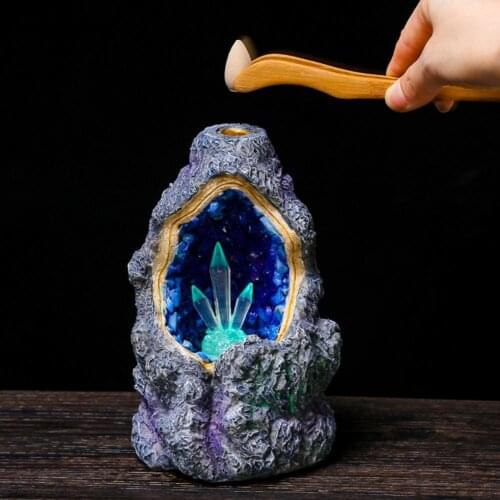 Special Incense Burner Delicate Decorative Incense Holder Resin Easy Use Censer Holder with Colorful Light for Decorating