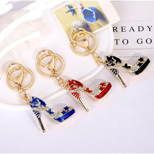 Keychains High Heel Shoe Rhinestone Crystal Car Key Chain Keychains for Ladies New Fashion Jewelry Accessories Wholesale 2021