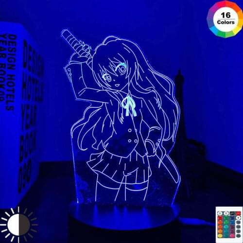 Led Night Light Toradora Taiga Aisaka for Bedroom Decor Gift Colorful Nightlight Anime Waifu 3d Lamp Taiga Aisaka Toradora