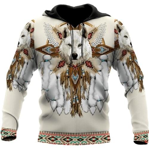 Men Women 3D Full Print Native Indian Wolf Hoodies Harajuku Zipper Pullover Sweatshirt Unisex Autumn Casual Jacket Tracksuit 004