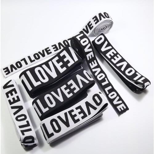 2.5-5cm Jacquard LOVE Elastic Ribbon Clothing Bags Trousers Elastic Rubber DIY Sewing Accessories rubber band