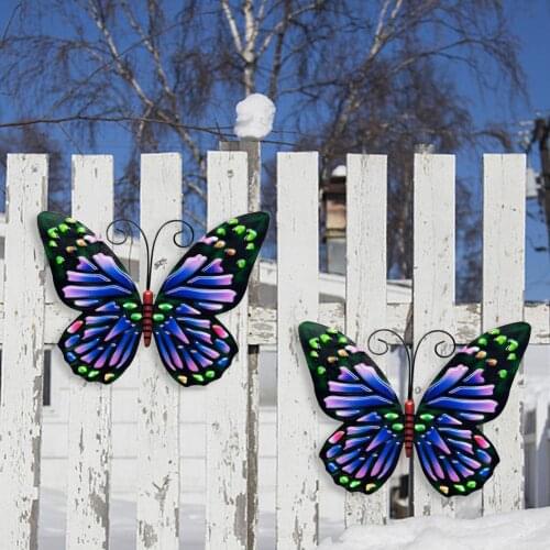 1pcs Metal Butterfly Wall Decoration Hanging Sculpture Wall Artwork Garden Decoration Miniaturas Animal Outdoor Statues for Yard