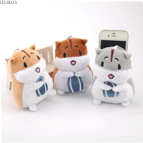 1pcs New Arrival Cartoon Animals Plush Keychains Hamster Mini 10cm Creative Girls Handbag Xmas Pendants Gift Soft Stuffed Doll