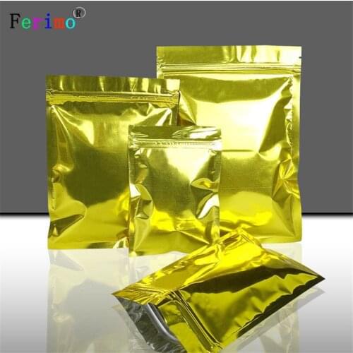 100pcs Golden aluminum-plated bone - pulling bag light-tight seal food-grade universal packaging bag storage zip lock bags